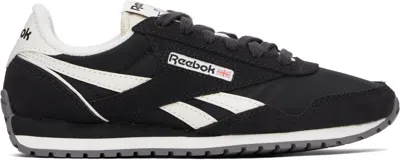 Reebok Classic Az Washed Black And Chalk Suede Leather Sneakers In Washed Black/washed Black/chalk
