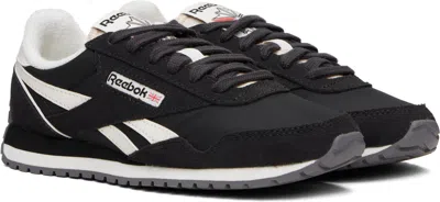 Reebok Classic Az Washed Black And Chalk Suede Leather Sneakers In Washed Black/washed Black/chalk