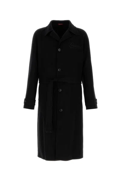 Gucci Coat Wool Blend Belted Waist In Black