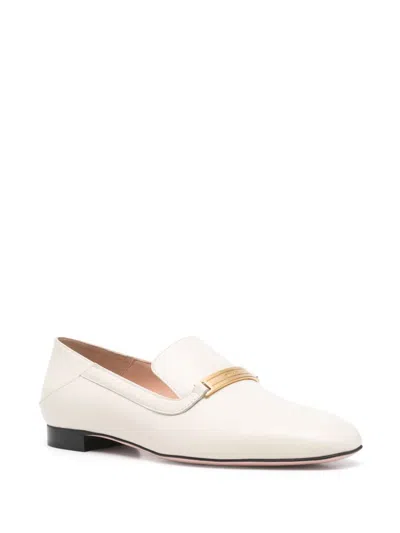 Bally Loafers With Gold-tone Hardware And Stacked Heel In Beige