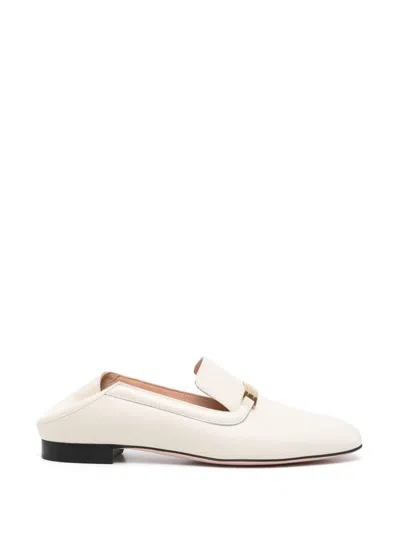 Bally Loafers With Gold-tone Hardware And Stacked Heel In Beige