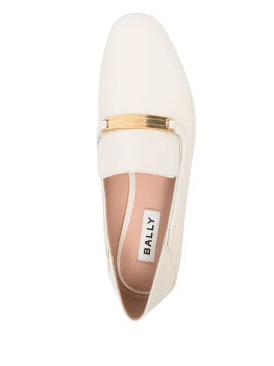 Bally Loafers With Gold-tone Hardware And Stacked Heel In Beige