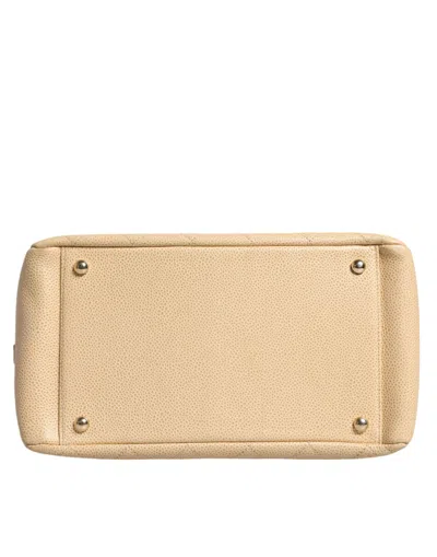 Pre-owned Chanel Beige Caviar De Coco Chain Leather Purse Women's Bag