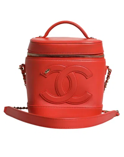 Pre-owned Chanel Orange Coco Mark Vanity Chain Shoulder Hand Women's Purse