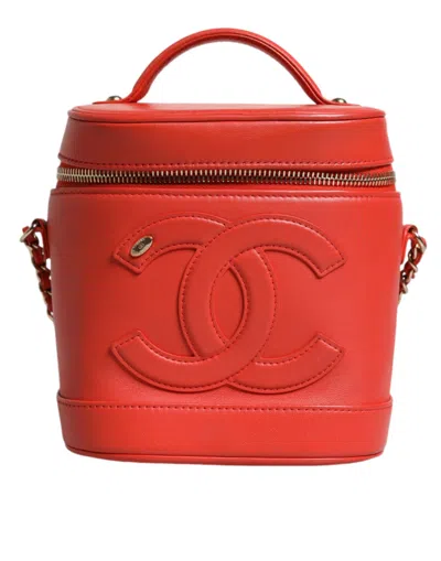 Pre-owned Chanel Orange Coco Mark Vanity Chain Shoulder Hand Women's Purse