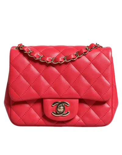 Pre-owned Chanel Pink Matelasse Chain Shoulder Lambskin Purse Women's Mini