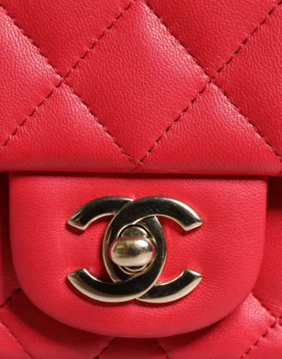 Pre-owned Chanel Pink Matelasse Chain Shoulder Lambskin Purse Women's Mini