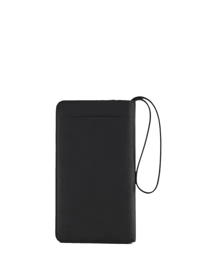 Emporio Armani Official Store Asv Large Currency Holder In Regenerated Saffiano Leather With Eagle Plate In Black