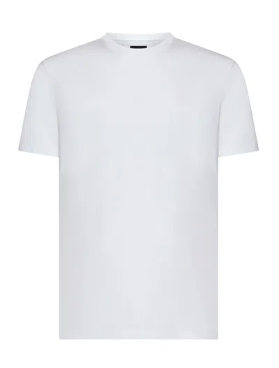 Emporio Armani White Logo Embroidery T-shirt In White