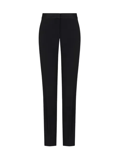 Emporio Armani Sablé Stretch Fabric Trousers With Pleats In Black