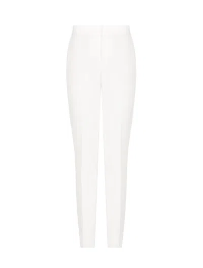 Emporio Armani Stretch Cotton Trousers In Warm White