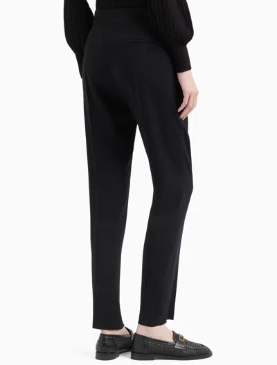 Emporio Armani Sablé Stretch Fabric Trousers With Pleats In Black