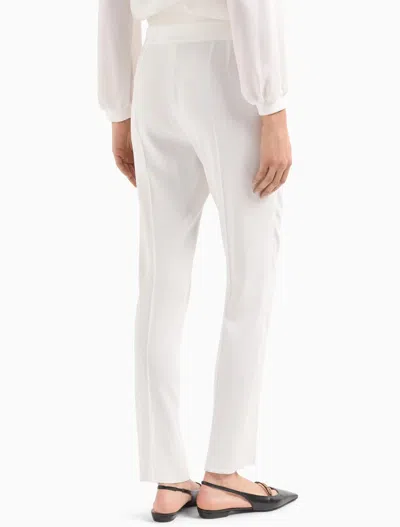Emporio Armani Stretch Cotton Trousers In Warm White