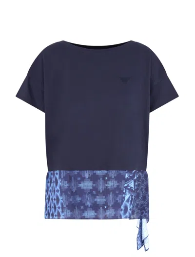 Emporio Armani Cotton Jersey T-shirt With Knot In Fancy Blue