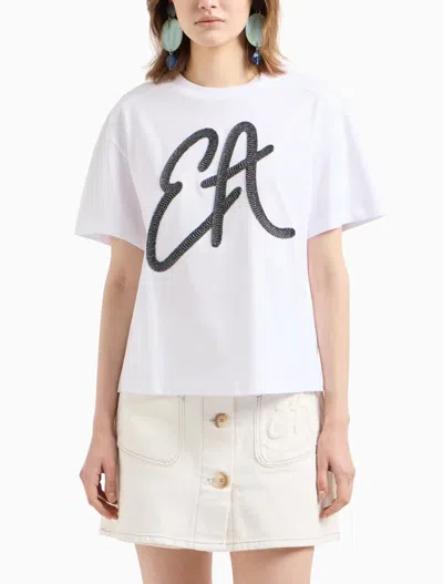 Emporio Armani Relaxed Fit T-shirts In Optical White