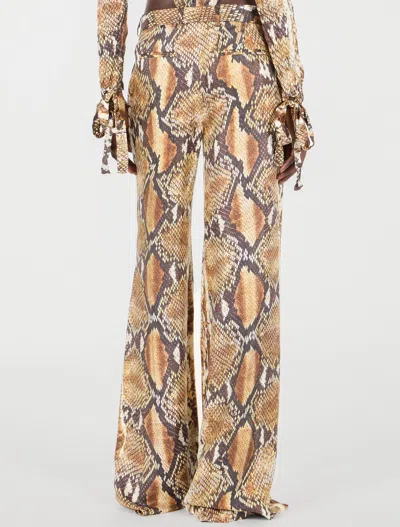Roberto Cavalli Hose Mit Python-print In Brown