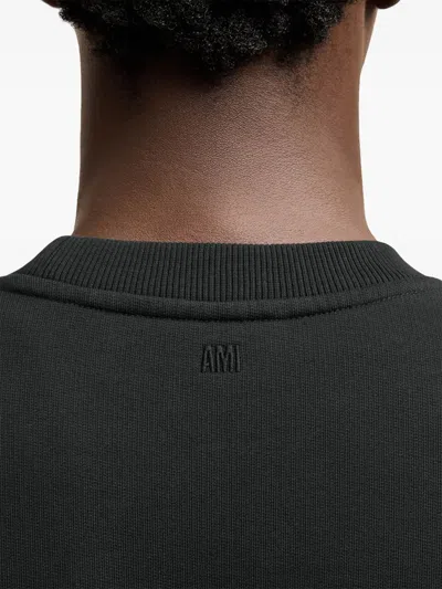 Ami Alexandre Mattiussi Ami Paris Ami De Coeur Wool Crewneck Sweater In Black