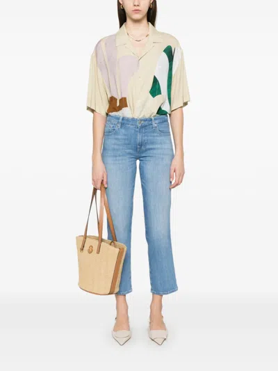 Seven Calie Straighnt Cropped Jeans In Clear Blue