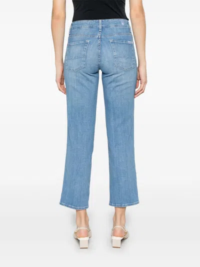 Seven Calie Straighnt Cropped Jeans In Clear Blue