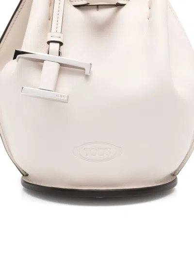 Tod's Mini Leather Bucket Bag In Neutral