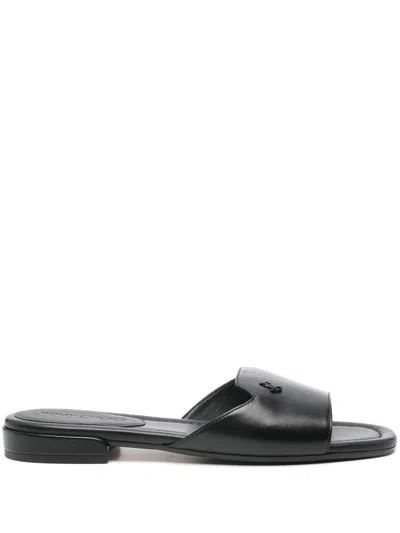 Shop Jimmy Choo Dina Flat Leather Sandals In Black