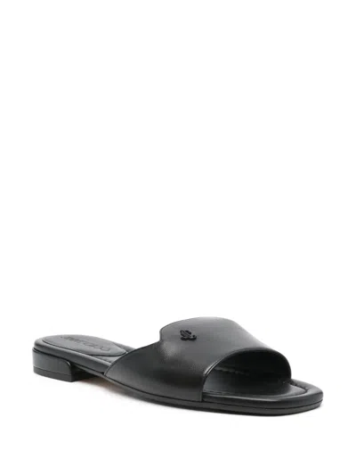 Shop Jimmy Choo Dina Flat Leather Sandals In Black