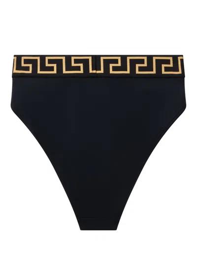 Versace Stretch Cotton Briefs With Logoed Elastic Band In Black