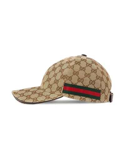 Gucci Web Detail Baseball Cap In Beige