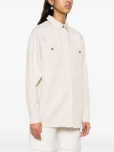 Iro Cotton Shirt With Long Sleeves And Collar In Beige