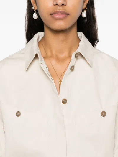 Iro Cotton Shirt With Long Sleeves And Collar In Beige