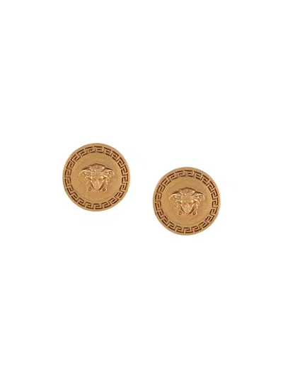 Versace Tribute Medusa Stud Earrings In Golden