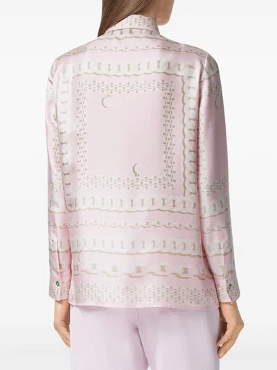 Versace Foulard Print Silk Twill Shirt In Pink