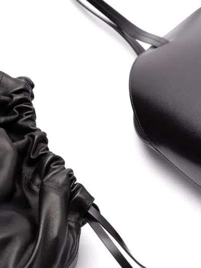 Jil Sander 'curve Medium' Black Shoulder Bag With Embossed Logo On The Front And Curved Design In Black