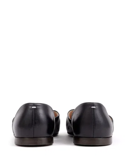 Maison Margiela Leather Grecian Slider Slippers Round Toe In Black