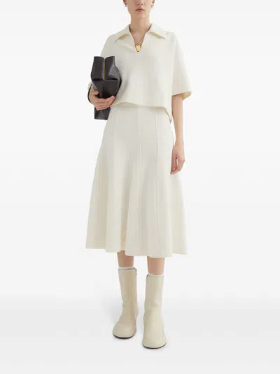 Jil Sander Flared A-line Midi Skirt In White