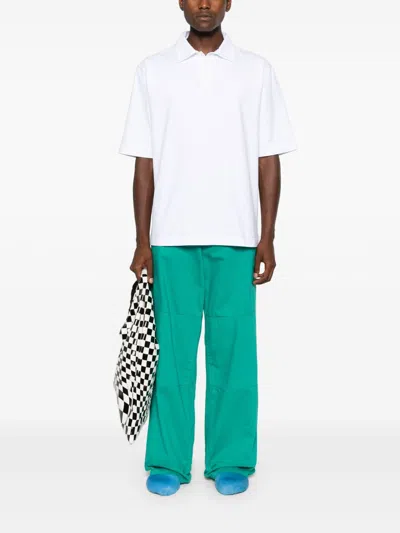 Marni Logo Cotton Polo Shirt In White