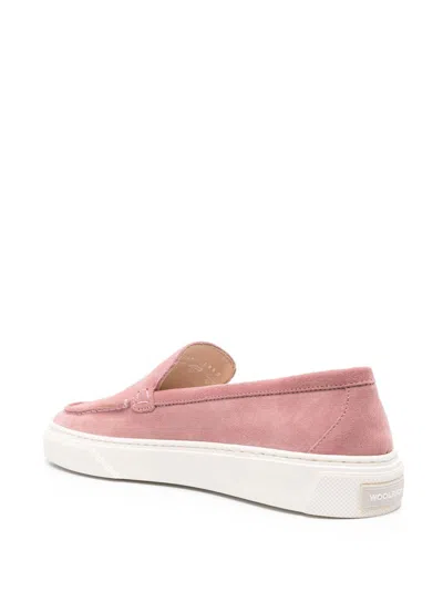 Woolrich Suede Leather Slip On Sneakers In Pink