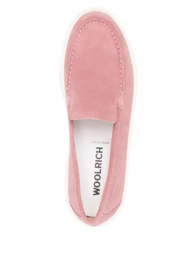 Woolrich Suede Leather Slip On Sneakers In Pink