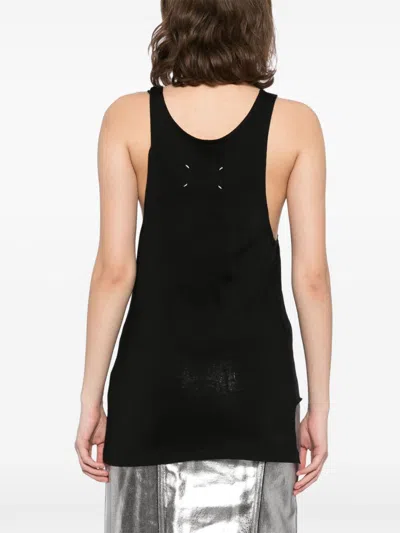 Maison Margiela Sleeveless Cotton Jersey Top In Black