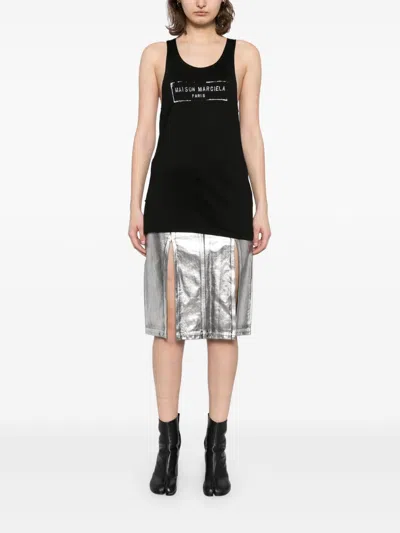 Maison Margiela Sleeveless Cotton Jersey Top In Black