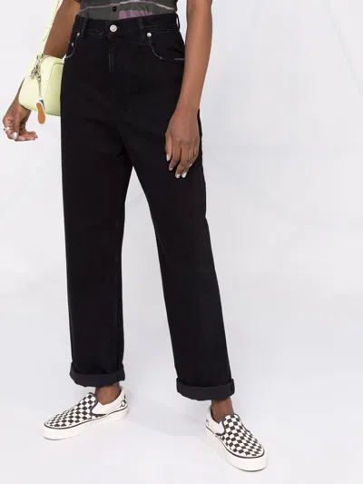 Golden Goose Logo-patch Straight-leg Trousers In Black
