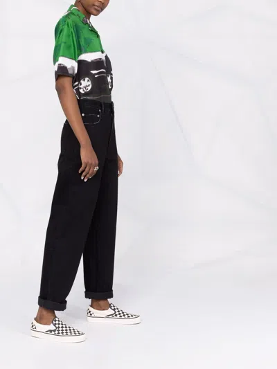 Golden Goose Logo-patch Straight-leg Trousers In Black
