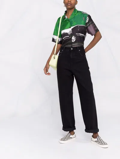 Golden Goose Logo-patch Straight-leg Trousers In Black