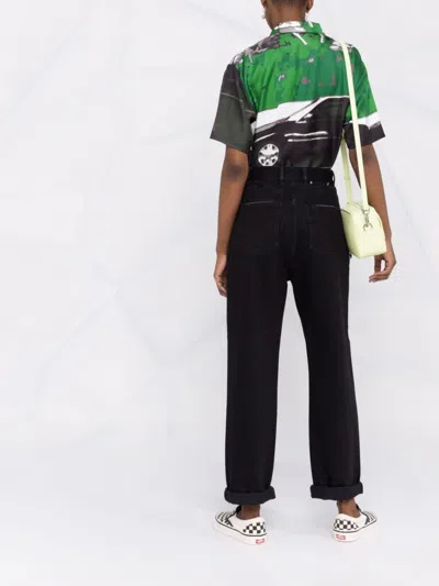 Golden Goose Logo-patch Straight-leg Trousers In Black
