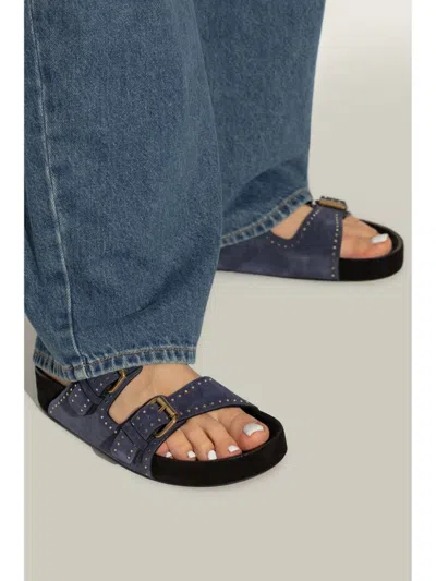 Isabel Marant Studded Design Suede Leather Sandals In Blue