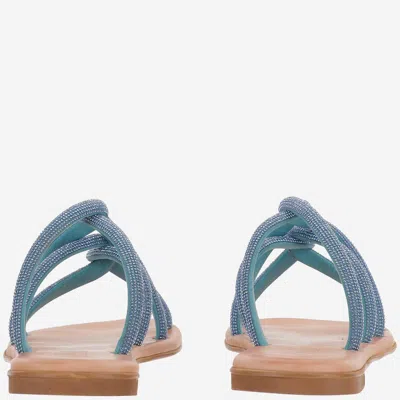 Shop Kima Leather Sandals With Rhinestones In Clear Blue