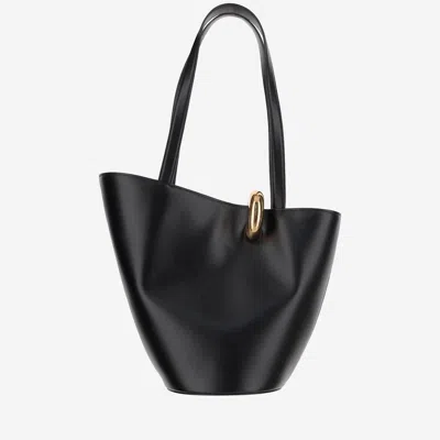 Jacquemus The Medium Bambola Asymmetric Leather Bucket Bag In Black