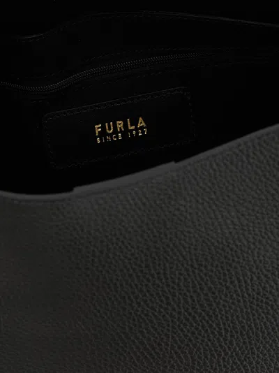 Furla Cloud Leather Shoulder Bag With Adjustable Strap In Black