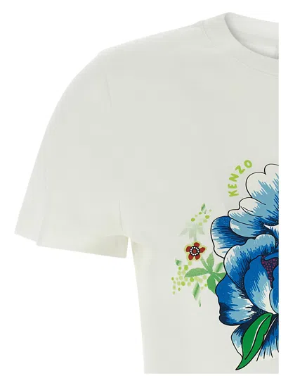 Kenzo 'peonies' Floral Print T-shirt In White