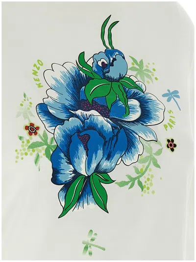 Kenzo 'peonies' Floral Print T-shirt In White